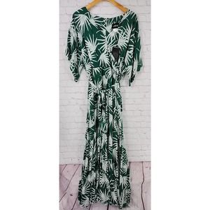 Modcloth Green and White Leaf Print Jumpsuit